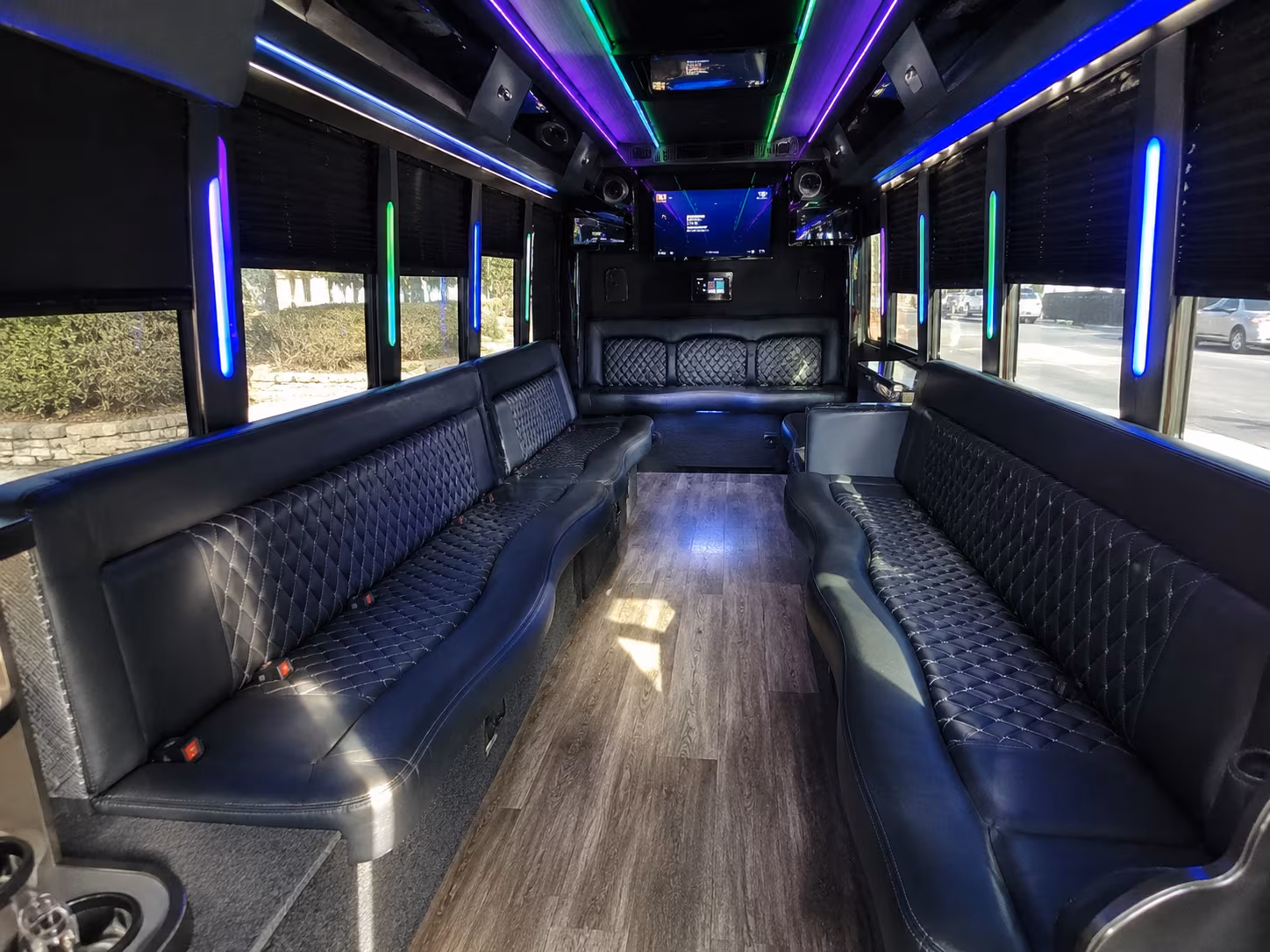 auburn 15 passenger party bus interior