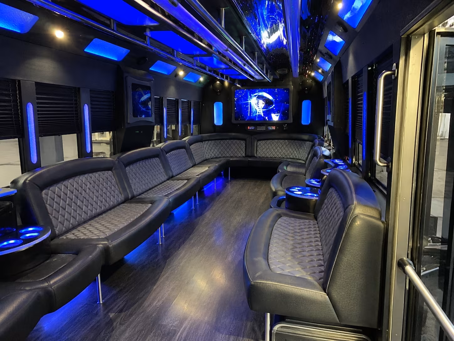 auburn 28 passenger party bus interior