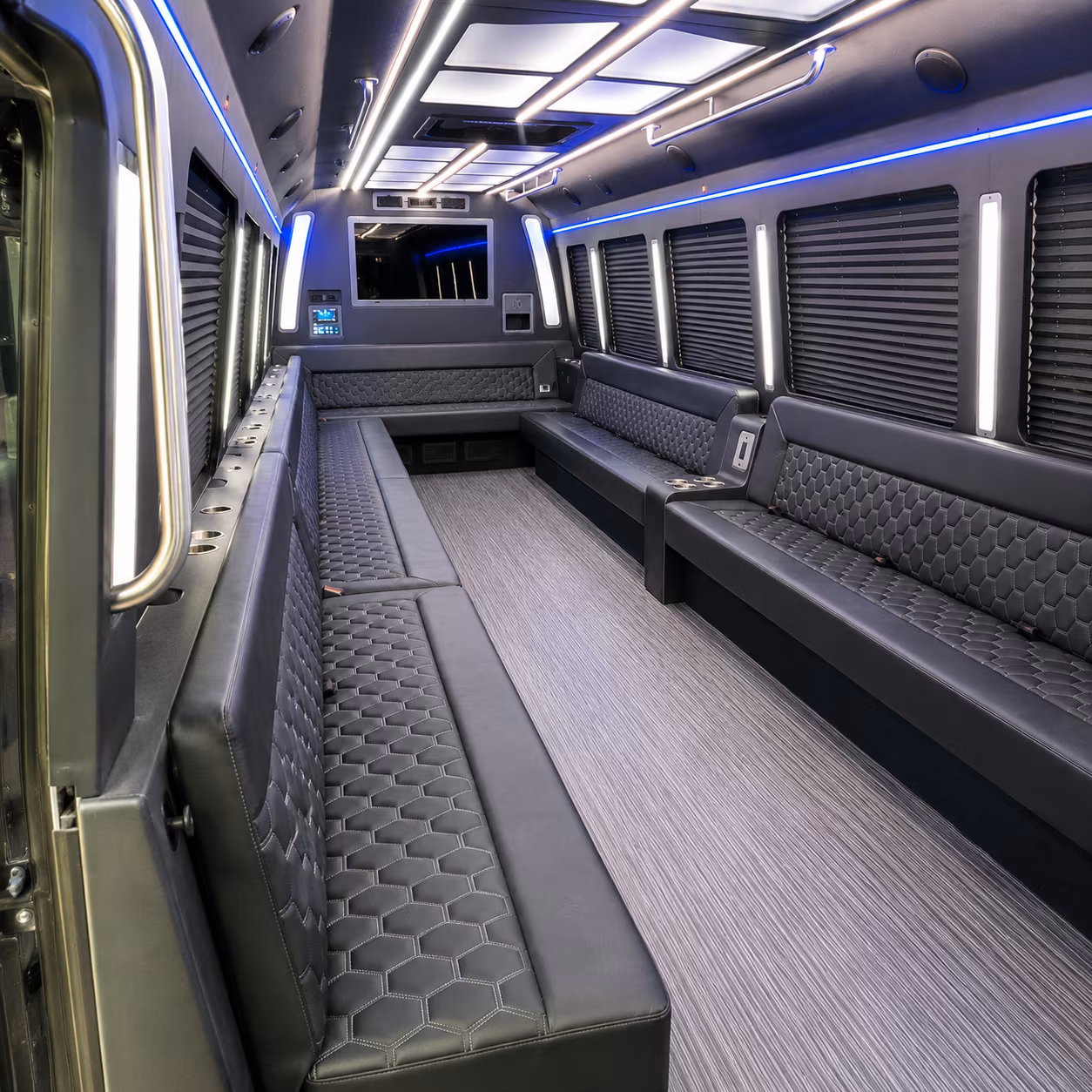 auburn 40 passenger party bus interior