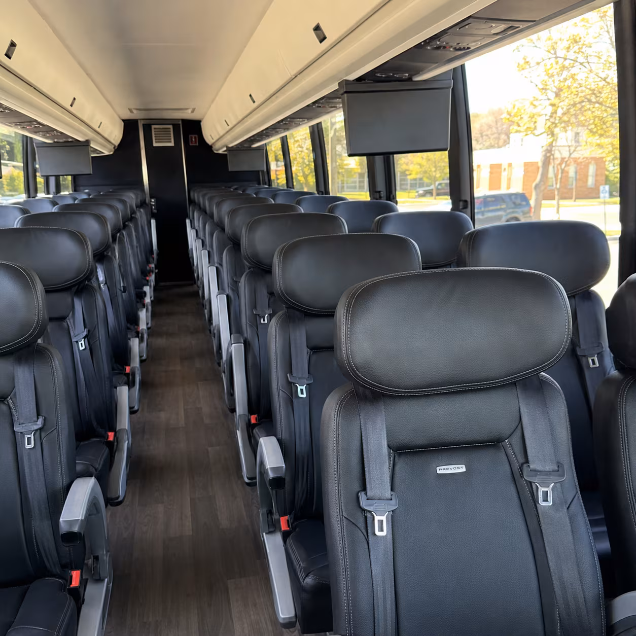 auburn 45 passenger charter bus inside